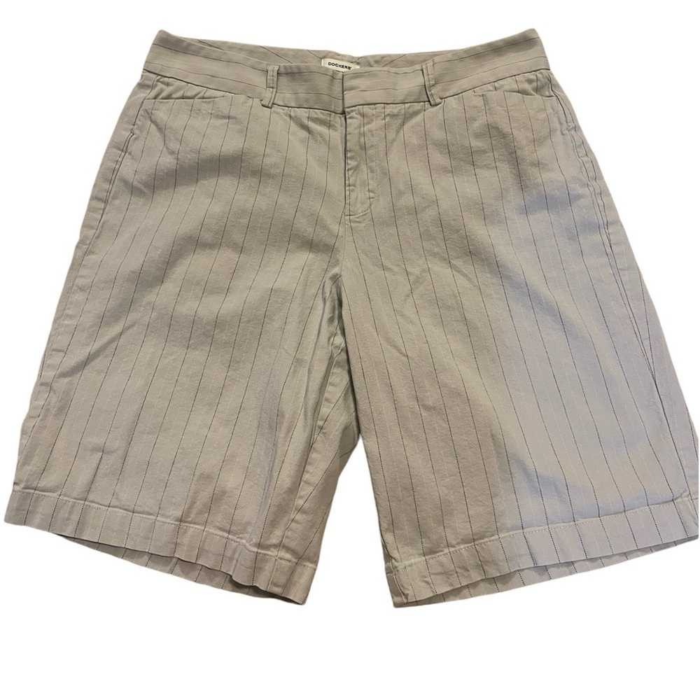 Dockers Ideal Fit Bermuda Shorts Striped Gray/Black Size 12